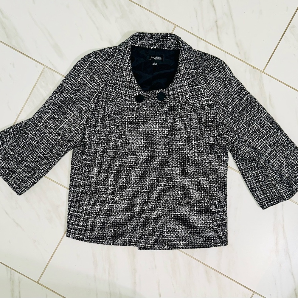 Josephine Essentials Tweed Blazer Jacket 10 Black White Work Career